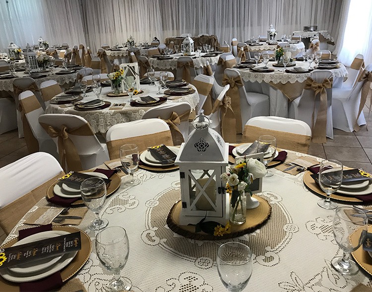 Banquet hall arranged for an event